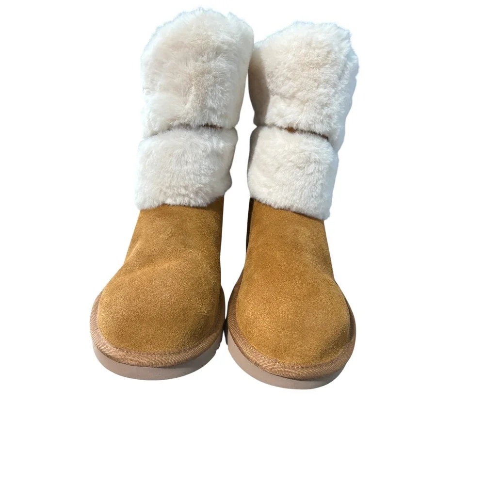 UGG Boots Suede Womens Size 7 Chestnut Tan Faux Fur Winter Koolaburra Classic